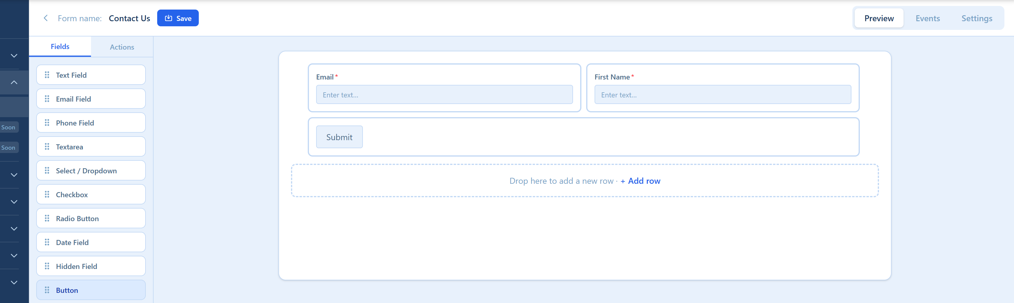 Form builder platform screen